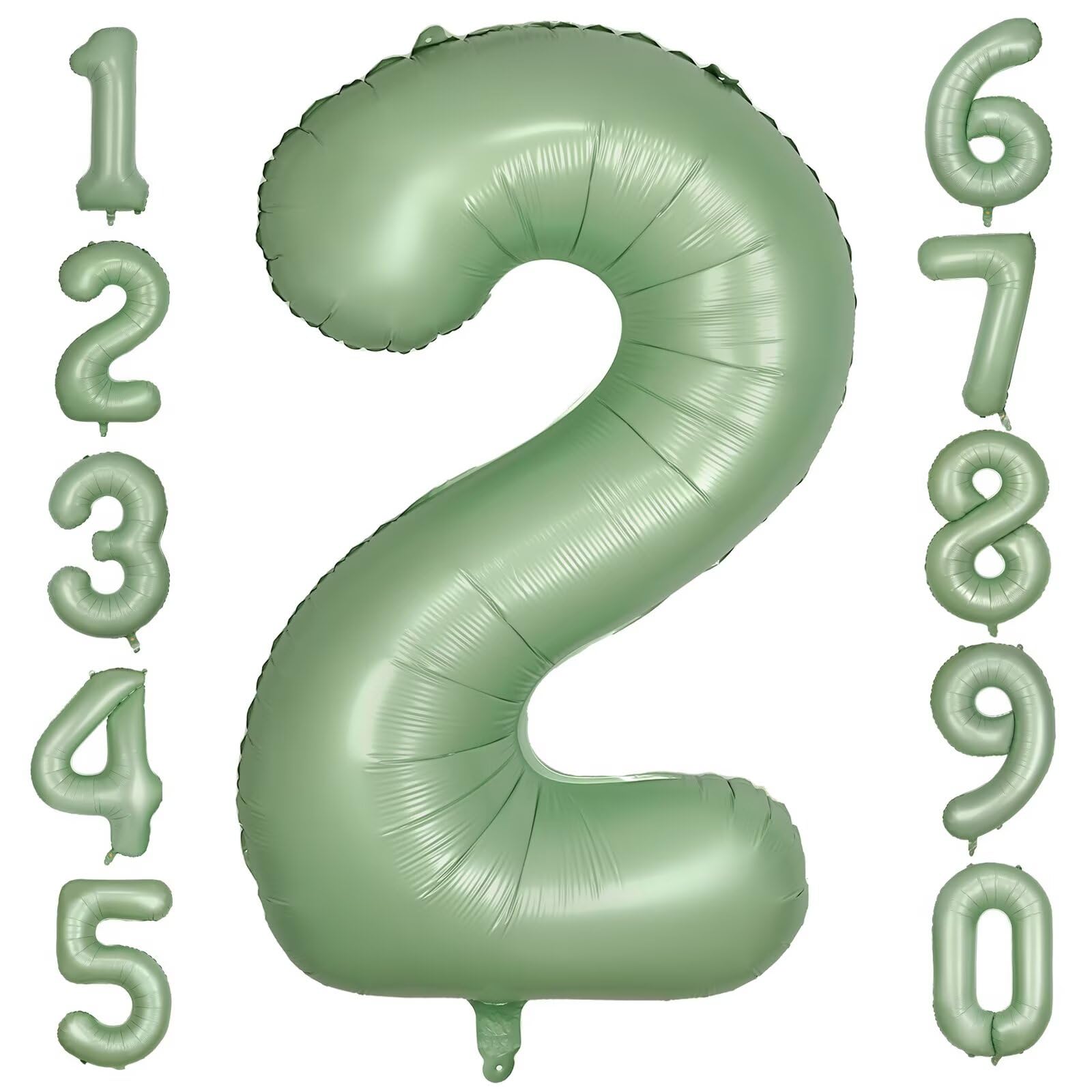 LVMOQIQIU 40-inch olive green foil number 2 balloon for standout party photos.