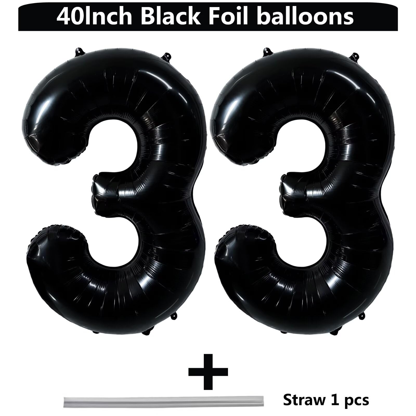 LVMOQIQIU black 33-number balloon ready for air or helium filling.
