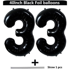 LVMOQIQIU black 33-number balloon ready for air or helium filling.