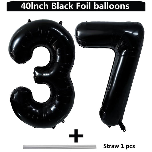 LVMOQIQIU black 37-number balloon 40-inch hero shot for photo backdrop
