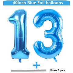 LVMOQIQIU blue number 13 balloon set as a bold party focal point.