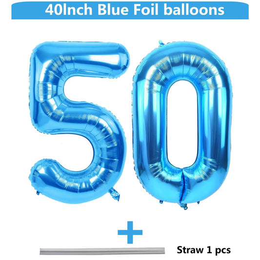LVMOQIQIU blue number 50 balloons set for milestone celebrations.