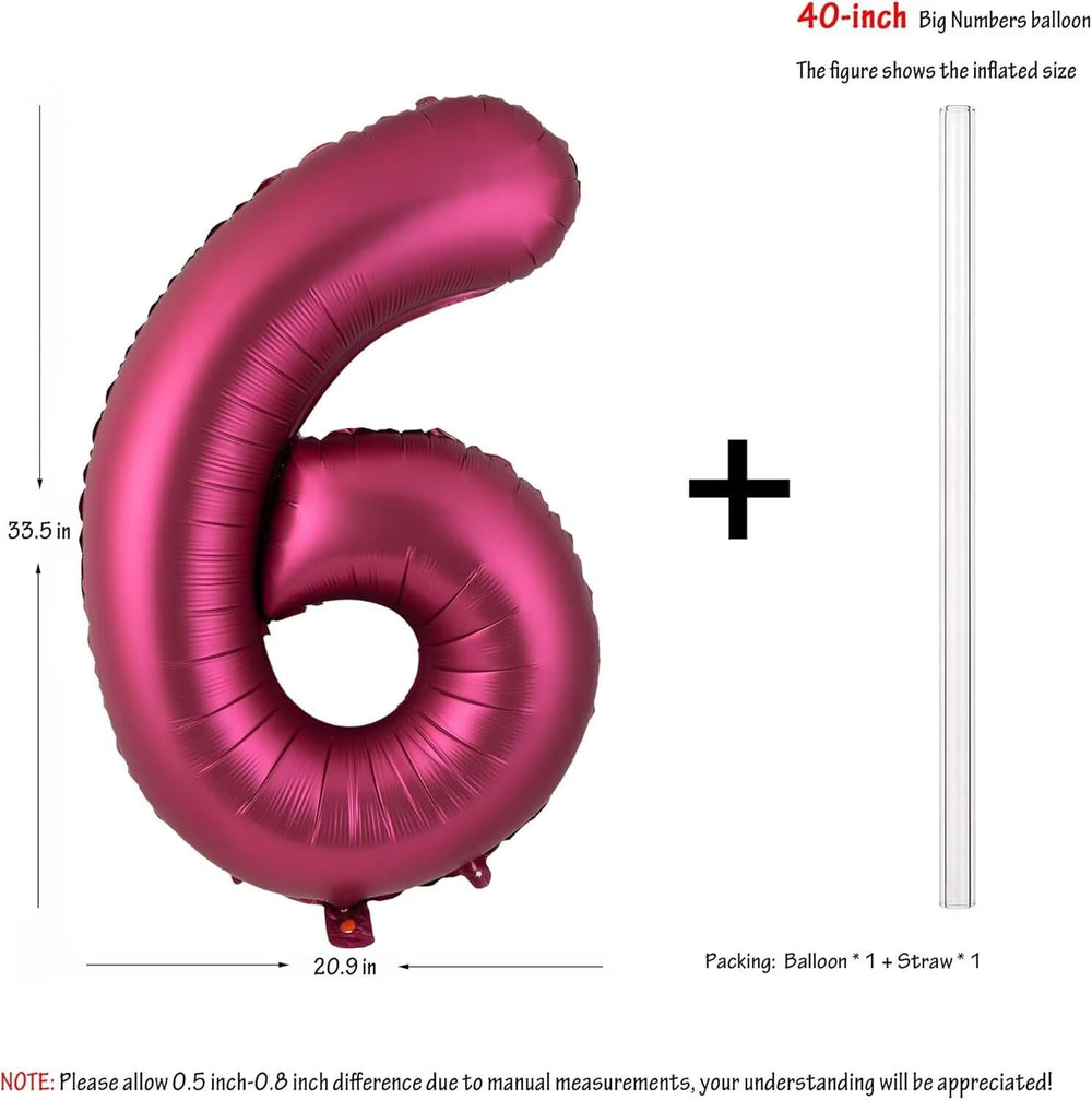 LVMOQIQIU burgundy foil number 6 balloons ideal for weddings and parties