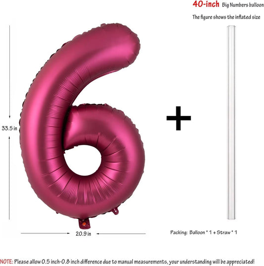 LVMOQIQIU burgundy foil number 6 balloons ideal for weddings and parties