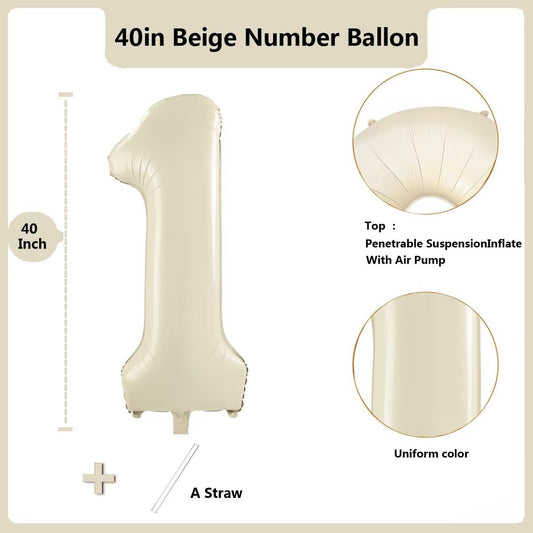 LVMOQIQIU cream-white number balloon with 1 for milestone displays.