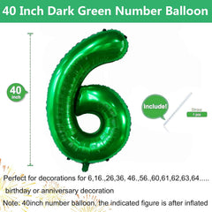 LVMOIQIU dark green foil number 6 balloon for backdrops or photos