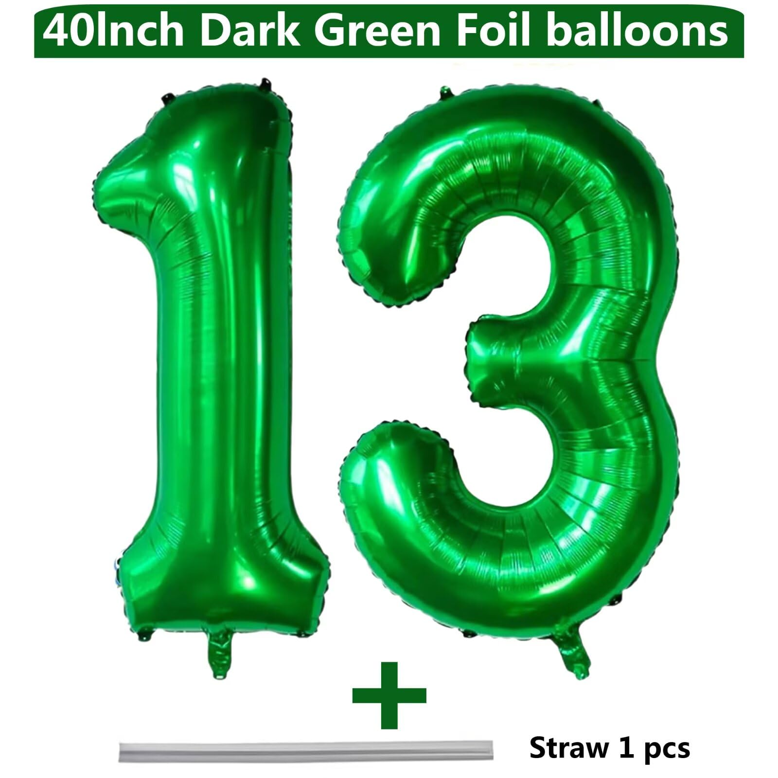 LVMOQIQIU dark green 13-number balloon for festive milestones and decor