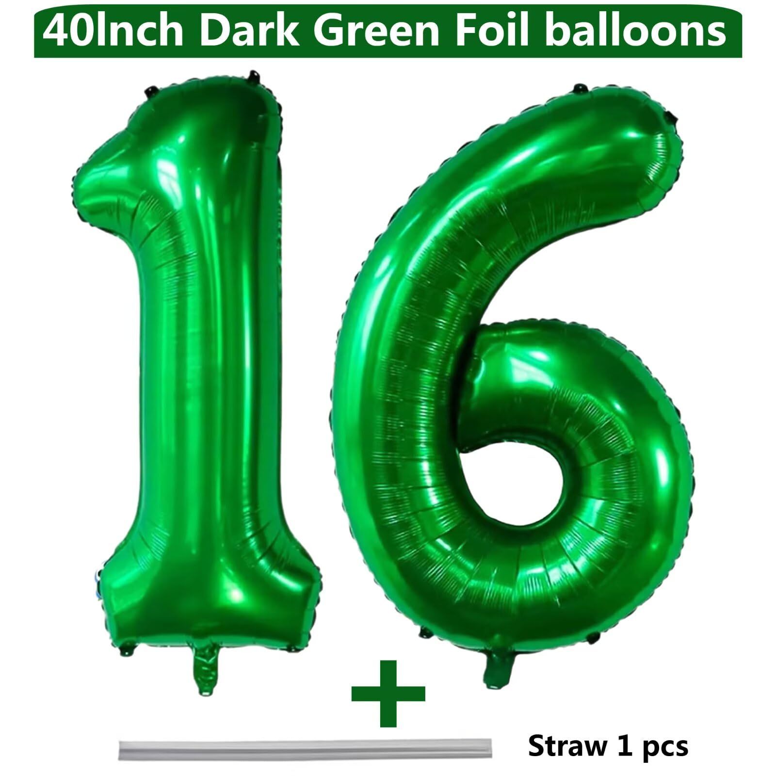 LVMOQIQIU dark green number 16 balloon ideal for milestone celebrations
