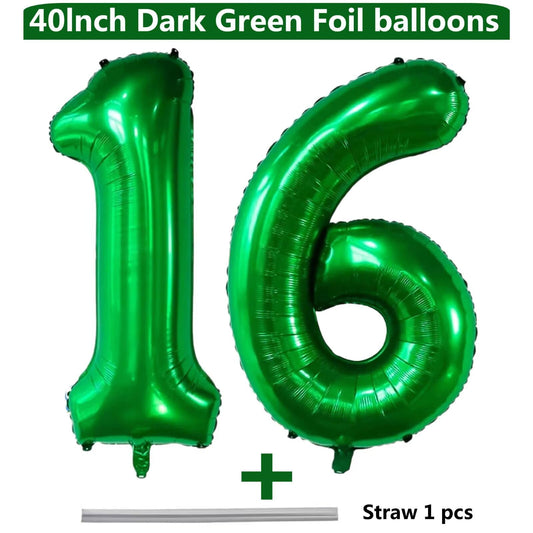 LVMOQIQIU dark green number 16 balloon ideal for milestone celebrations