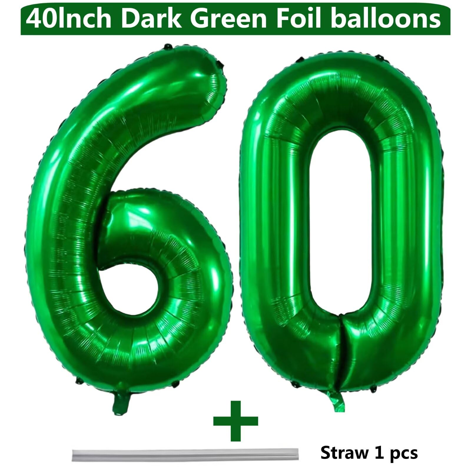 LVMOQIQIU dark green number 60 balloon enhances milestone celebrations with bold numeral styling.