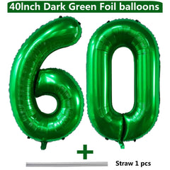 LVMOQIQIU dark green number 60 balloon enhances milestone celebrations with bold numeral styling.