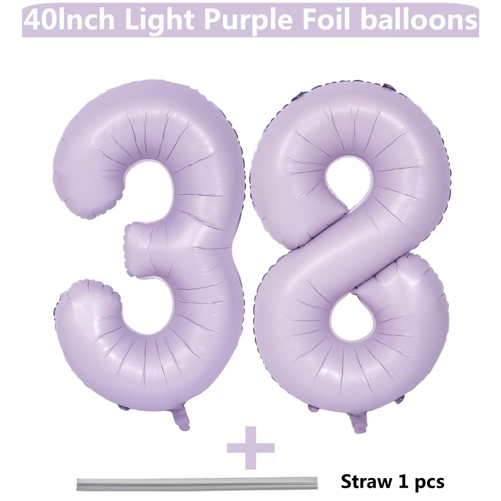 LVMOQIQIU matte purple number 38 balloon adds elegant party flair.