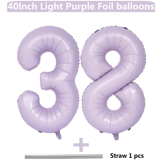 LVMOQIQIU matte purple number 38 balloon adds elegant party flair.