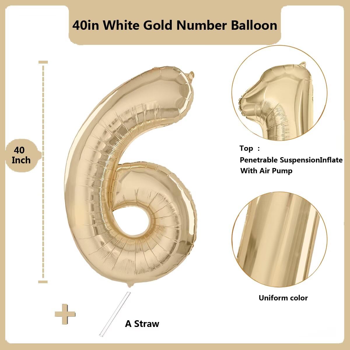 LVMOQIQIU foil number balloon 6th birthday adds a champagne glow to celebrations