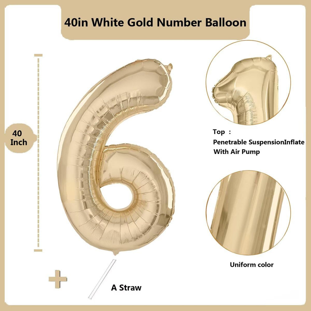 LVMOQIQIU foil number balloon 6th birthday adds a champagne glow to celebrations