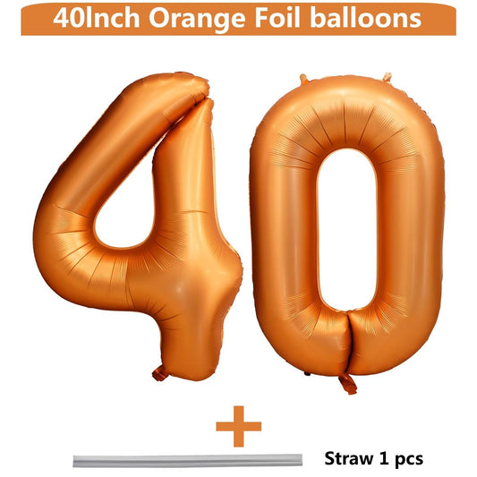 LVMOQIQIU foil-number balloons 40 orange for eye-catching birthday party decorations