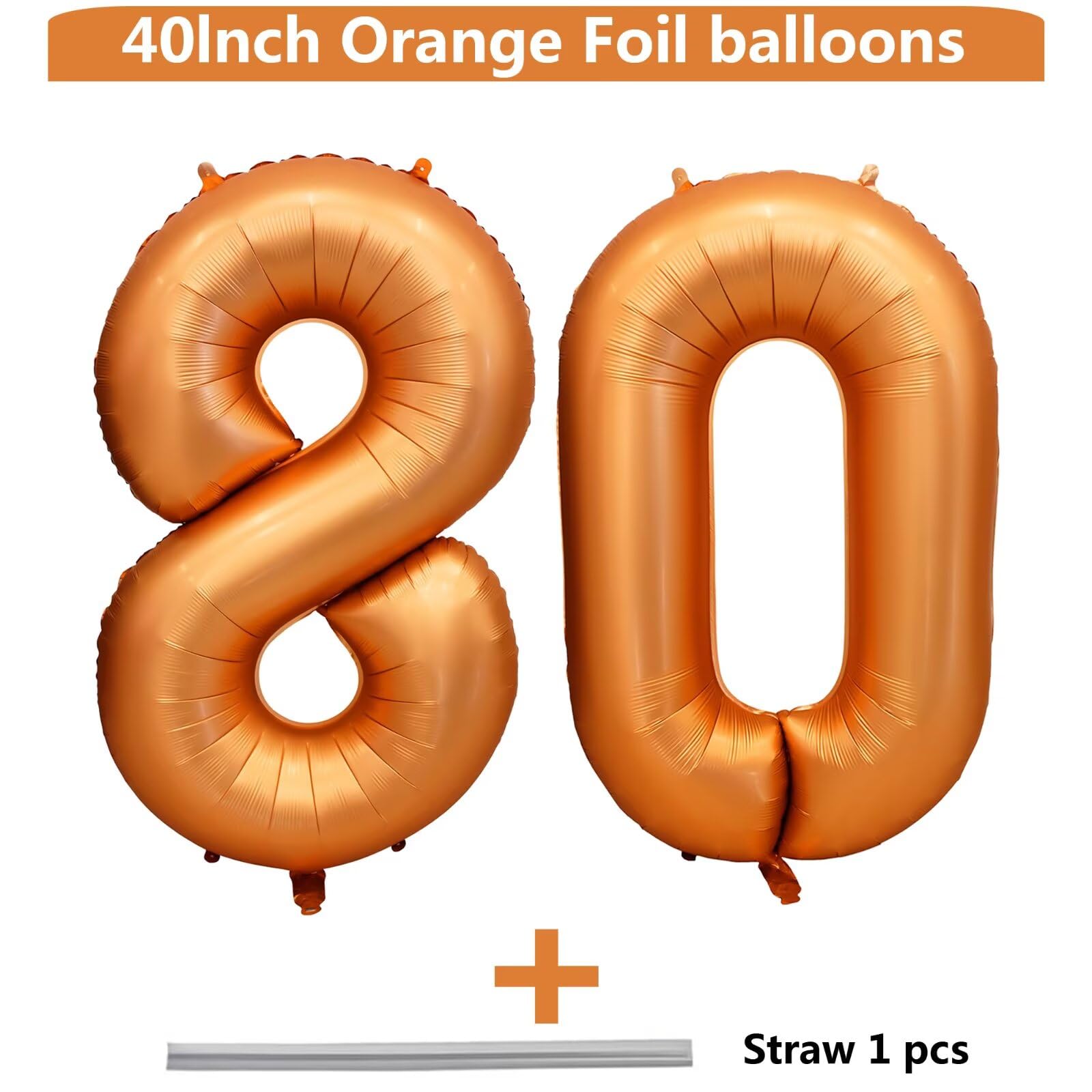 LVMOQIQIU orange foil number balloons 80-set, ideal for photo backdrops.