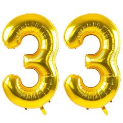 LVMOQIQIU gold number balloon 33, a 40-inch uninflated option ideal for birthdays and milestones.
