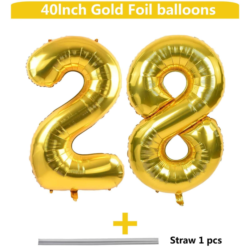 LVMOQIQIU gold number balloon 82 in foil adds drama.