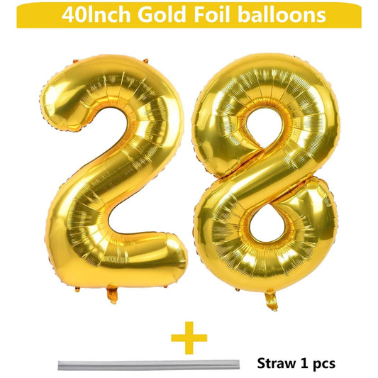 LVMOQIQIU gold number balloon 82 in foil adds drama.