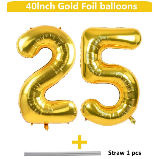 LVMOQIQIU gold number balloon 52 for anniversaries with elegant glow