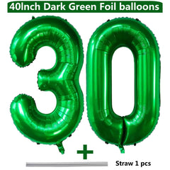 LVMOQIQIU green foil number 30 balloon for birthdays and anniversaries
