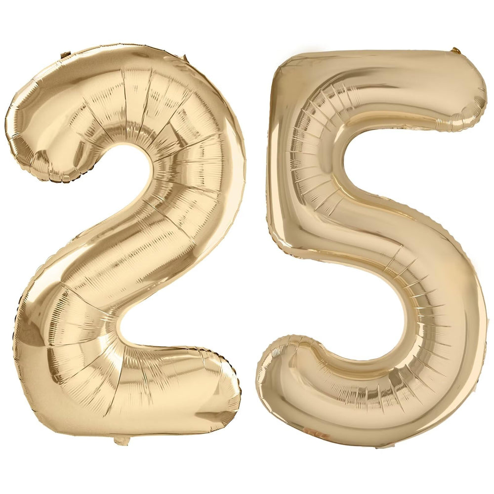 LVMOQIQIU light gold 40-inch number balloon 25 for bold birthday decor.