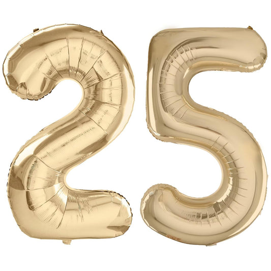 LVMOQIQIU light gold 40-inch number balloon 25 for bold birthday decor.
