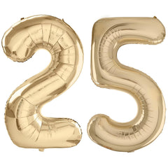 LVMOQIQIU light gold 40-inch number balloon 25 for bold birthday decor.
