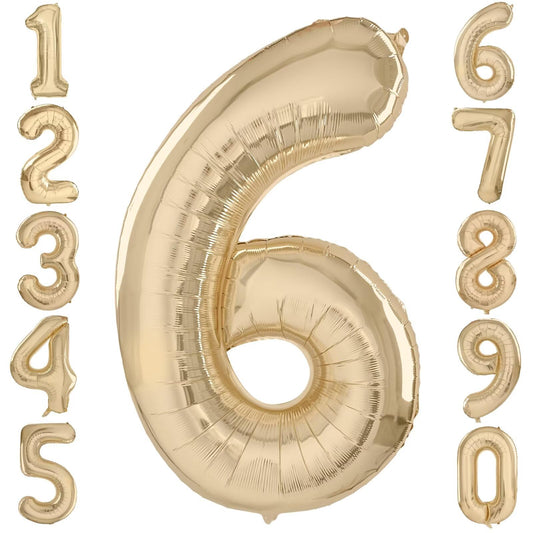 LVMOQIQIU light gold 40-inch number 6 balloon for photo moments and cake reveals