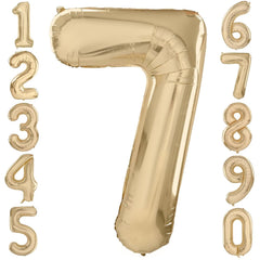 LVMOQIQIU light gold 7-number balloon 40in front view for elegant celebrations.