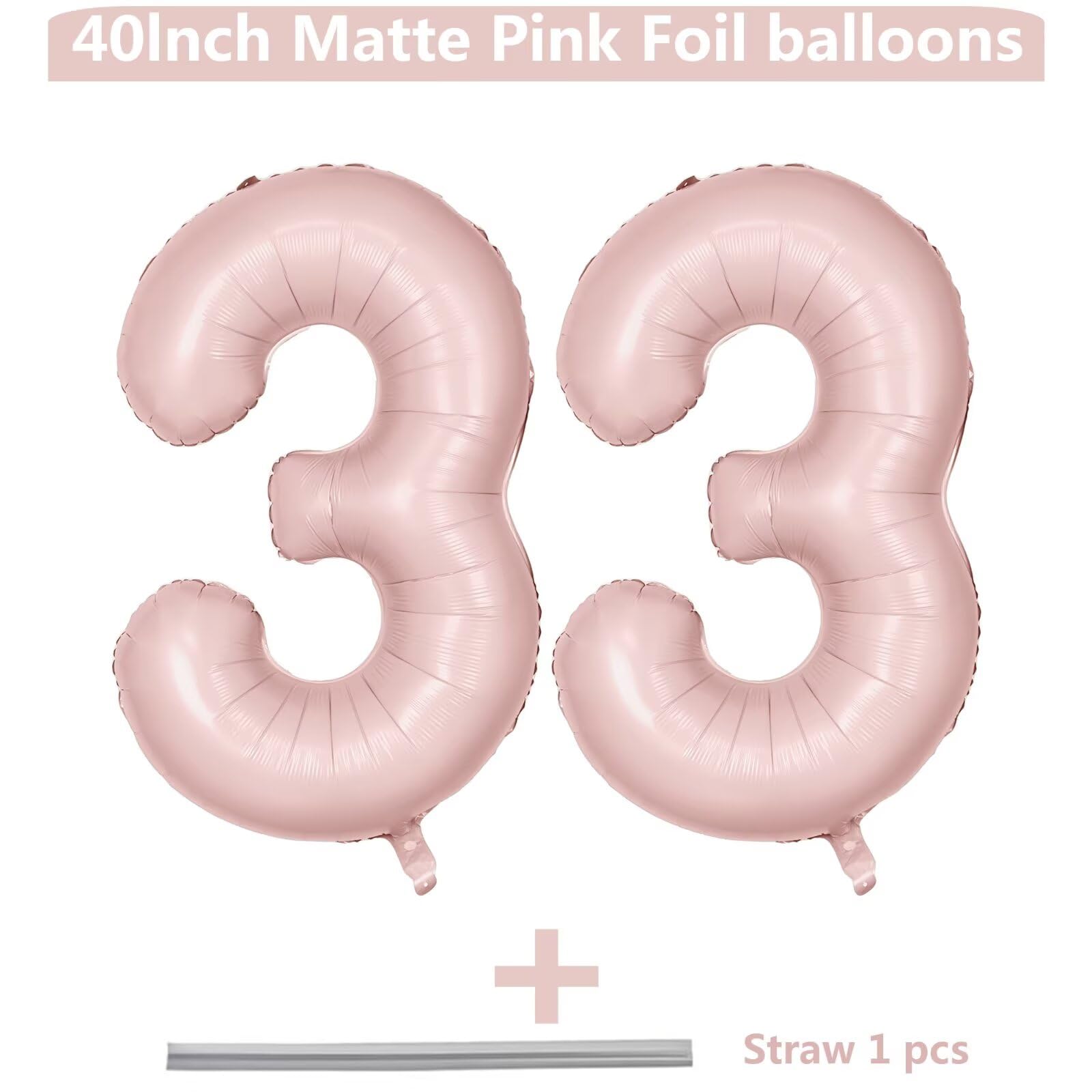LVMOQIQIU light pink number 33 balloon ideal for celebrations.