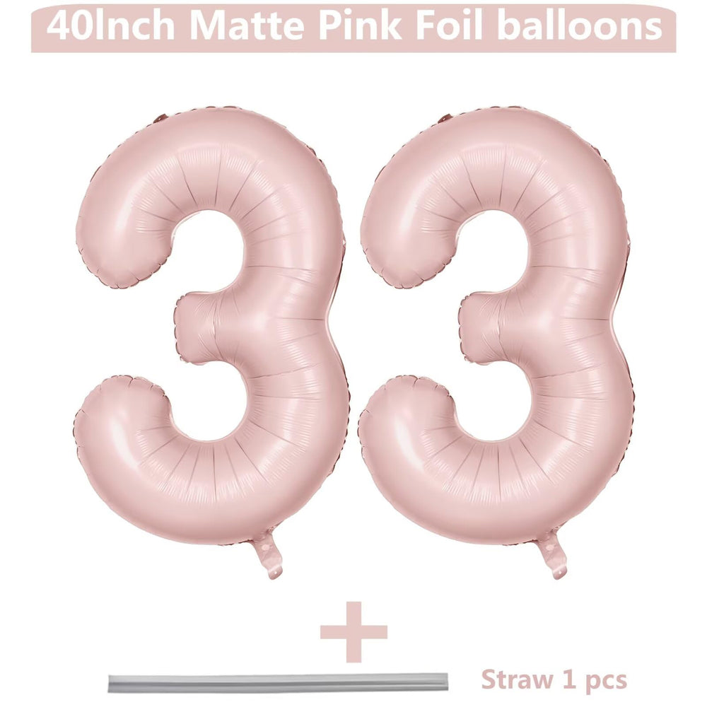 LVMOQIQIU light pink number 33 balloon ideal for celebrations.