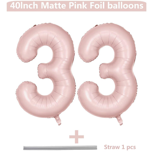 LVMOQIQIU light pink number 33 balloon ideal for celebrations.