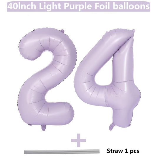Lvmoqiqiu matte purple 24-number balloon adds birthday drama