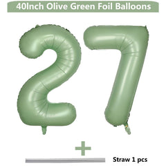 LVMOQIQIU olive green foil 72-number balloon adds elegant milestone accents