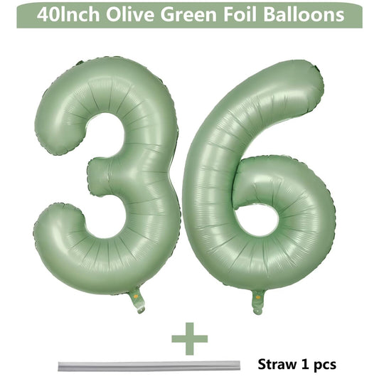LVMOQIQIU olive-green number 36 balloon shows celebratory numerals for milestones