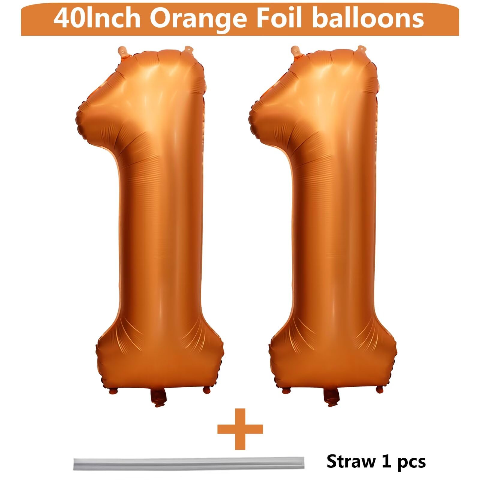 LVMOQIQIU orange foil 11-number balloon for bold party backdrops