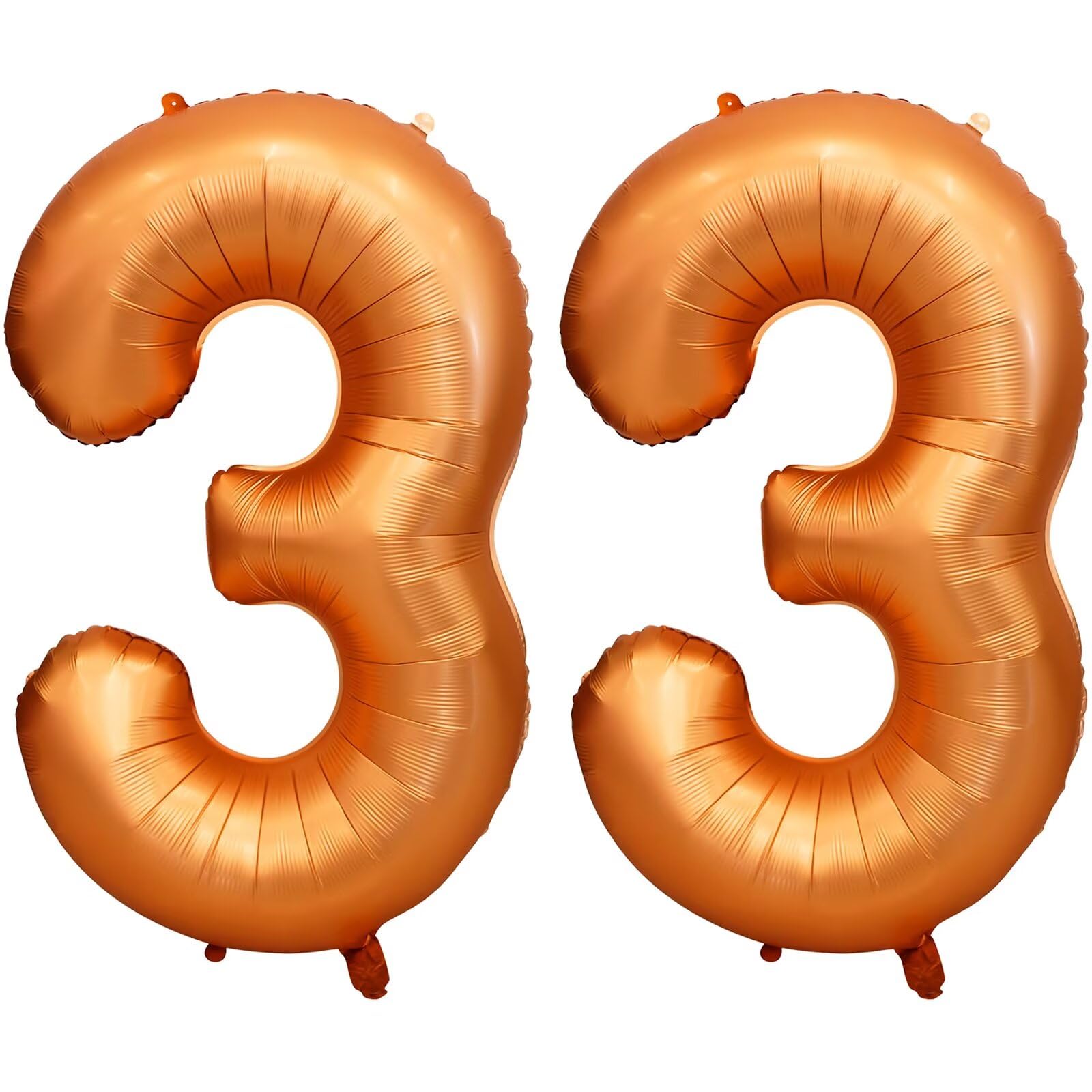 LVMOQIQIU orange foil number 33 balloon, 40-inch, ideal for photo backdrops.