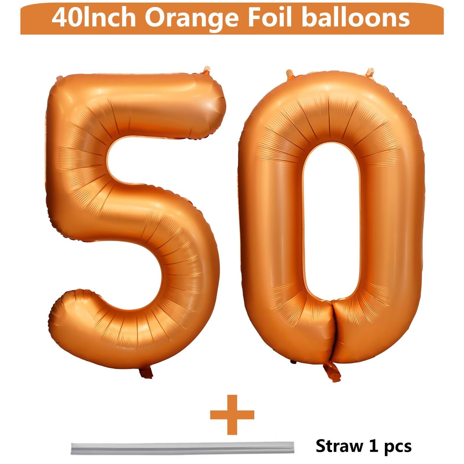 LVMOQIQIU orange foil number 50 balloon for festive celebrations.