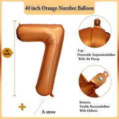 LVMOQIQIU orange foil number 0 balloon for age or year accents.