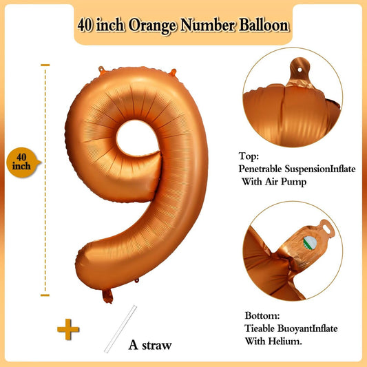LVMOQIQIU orange-foil-number balloon close-up showcases a shiny surface ideal for standout event decor.