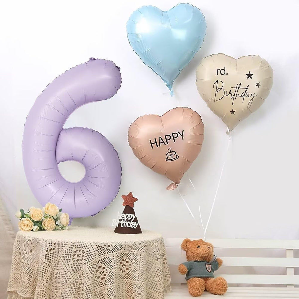 LVMOQIQIU purple 4-number balloon pack includes self-sealing design for easy setup.