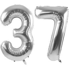 LVMOQIQIU silver number balloon 37 for milestone photos.