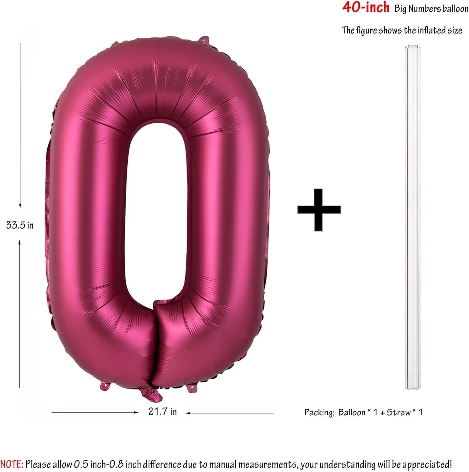 LVMOQIQIU wine-red number 30 foil balloon for parties