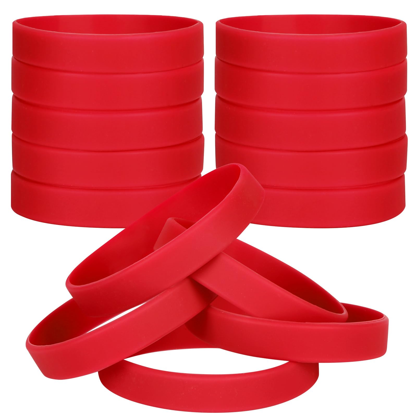 LVNRIDS silicone wristbands 30-pack red, kid-friendly and durable for events.