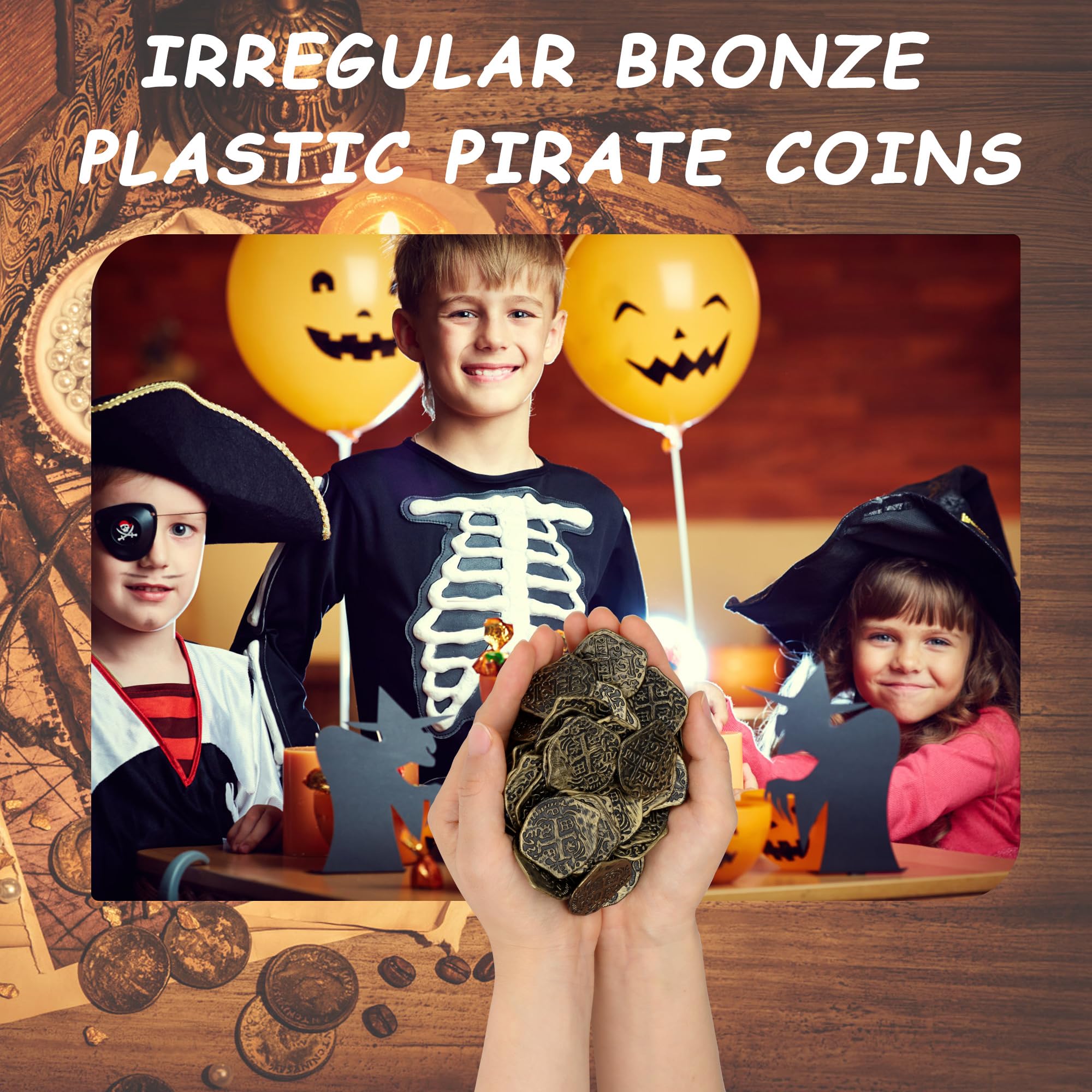 LVYOUIF pirate bronze coins on a map ready for a kid-friendly scavenger hunt.
