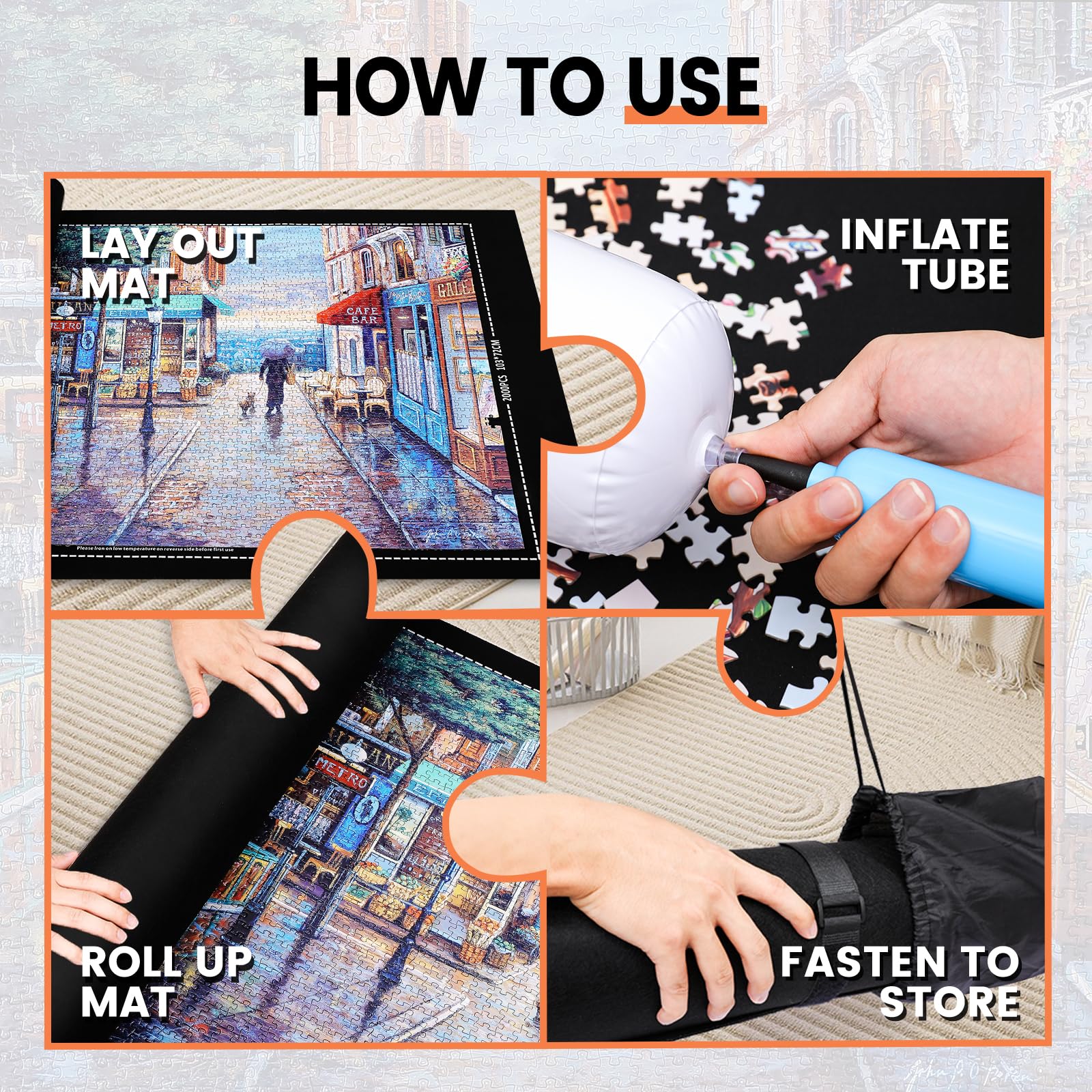 Lwoeo Jigsaw Puzzle Mat Roll Up drawstring storage bag for travel