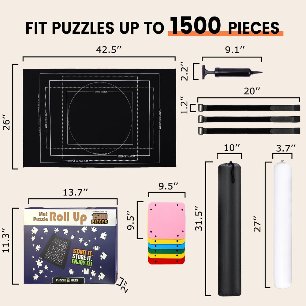 Lwoeo Jigsaw Puzzle Mat Roll Up Velcro straps securing rolled mat