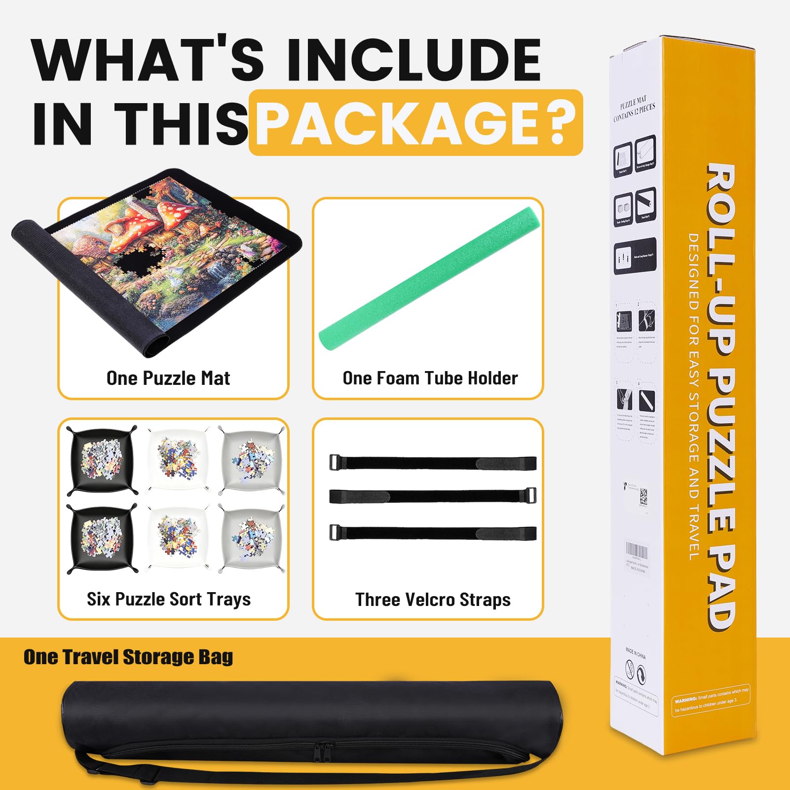 Lwoeo puzzle mat roll up six trays for color and edge sorting